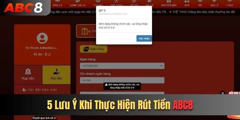 5 lưu ý khi thực hiện rút tiền ABC8