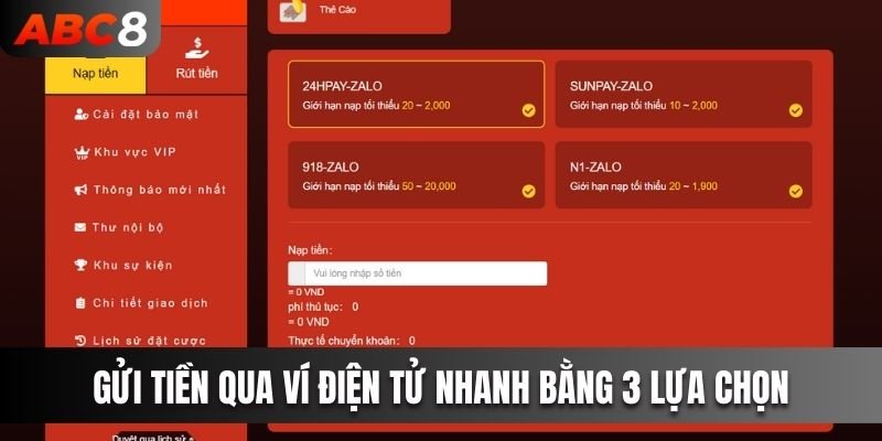 Gửi tiền qua ví điện tử nhanh bằng 3 lựa chọn